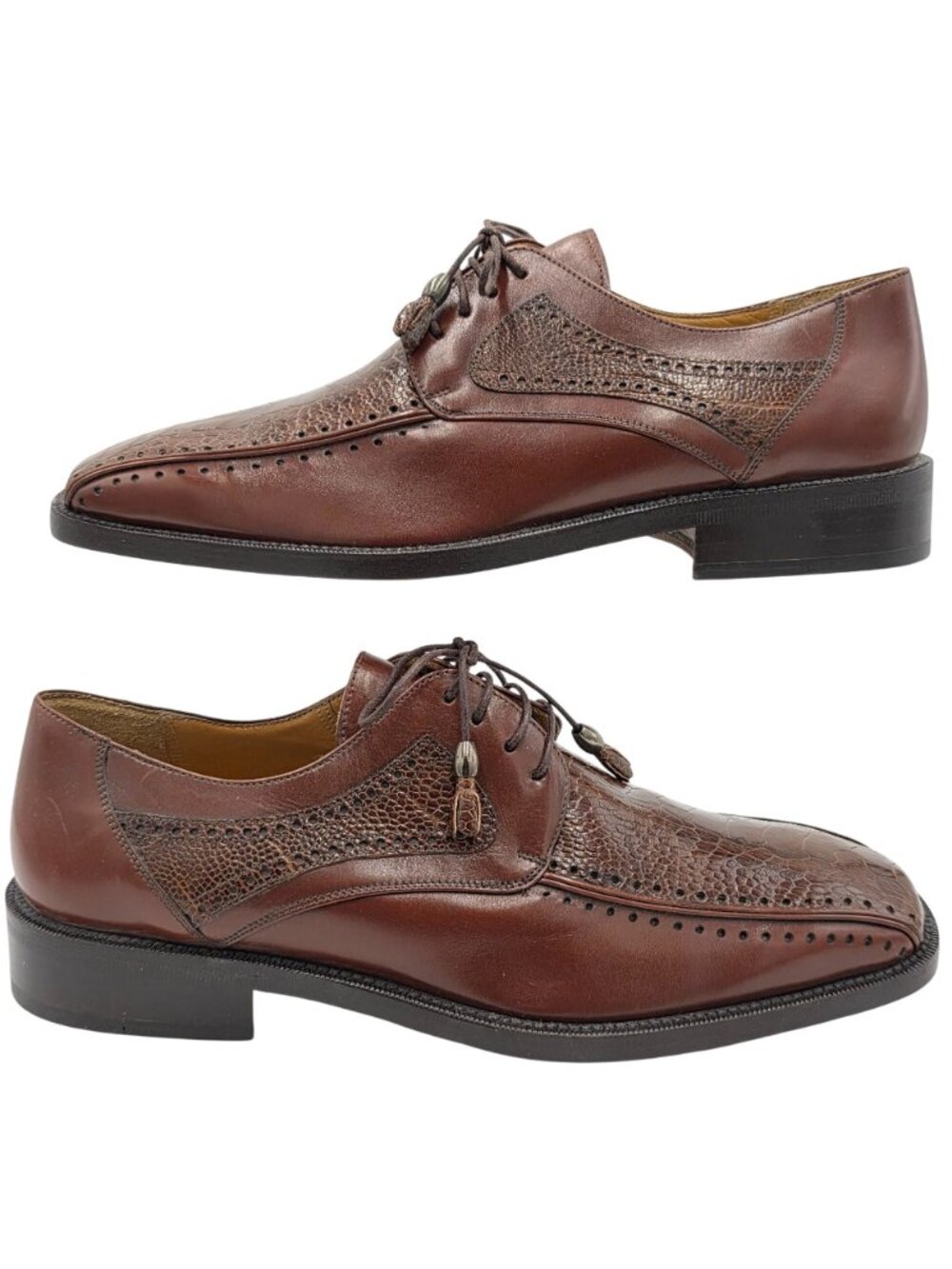 NEW Vintage Exotic Ostrich Leg Dress Shoes City Slicker Brown Mens 8M Oxfords - Picture 8 of 13